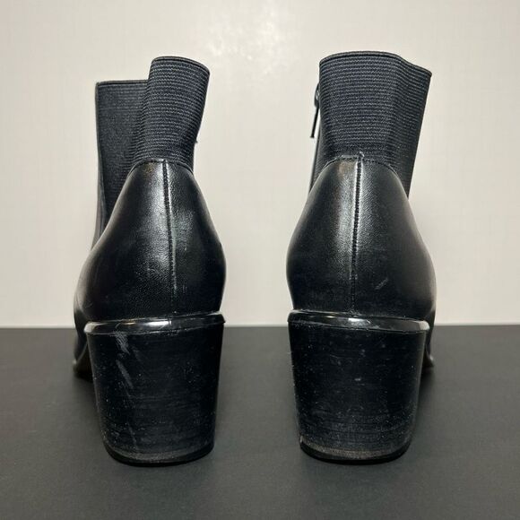 Womens NICOLE Play Square Toe Black Leather Side Zip Heels / Size 8 Medium - Picture 4 of 9